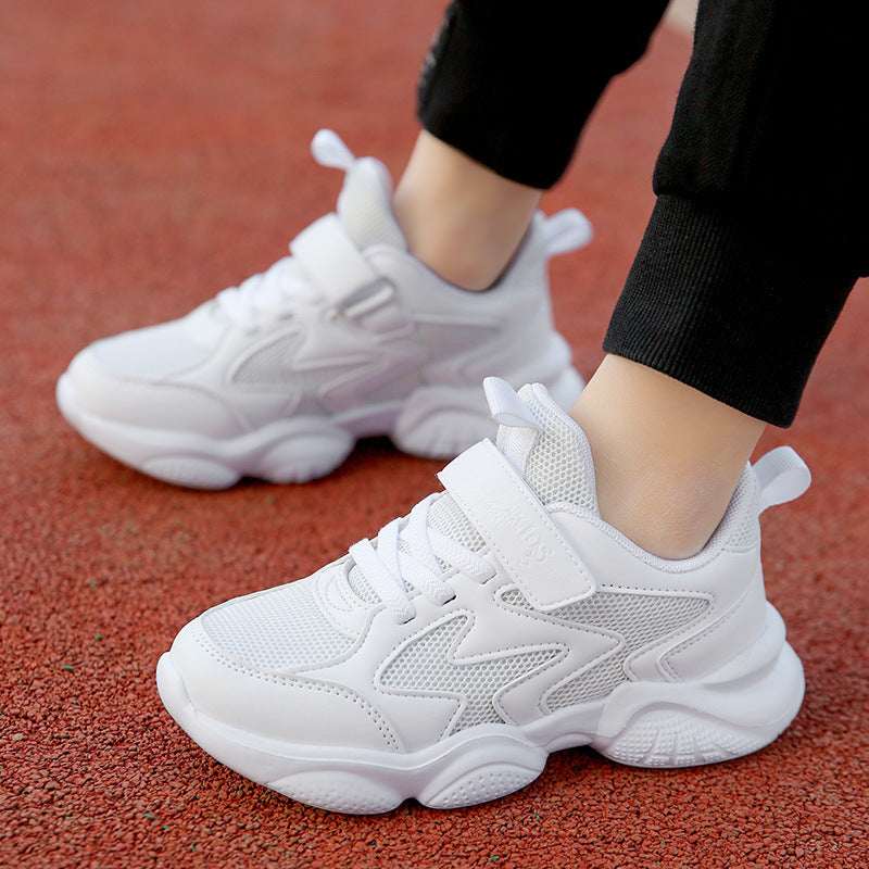 Velcro New Primary And Secondary School Students White Sneaker - Elevra