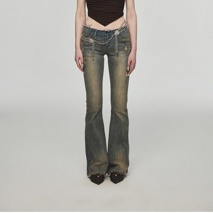 Vintage Washed Distressed Straight Leg Jeans - Elevra