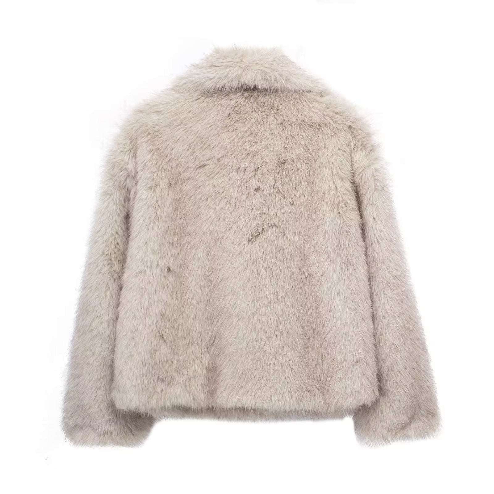Winter Plush Coat Fashion Warm Thicken Fluffy Lapel Jacket Outwear Casual Long Sleeve Tops Womens Clothing - Elevra