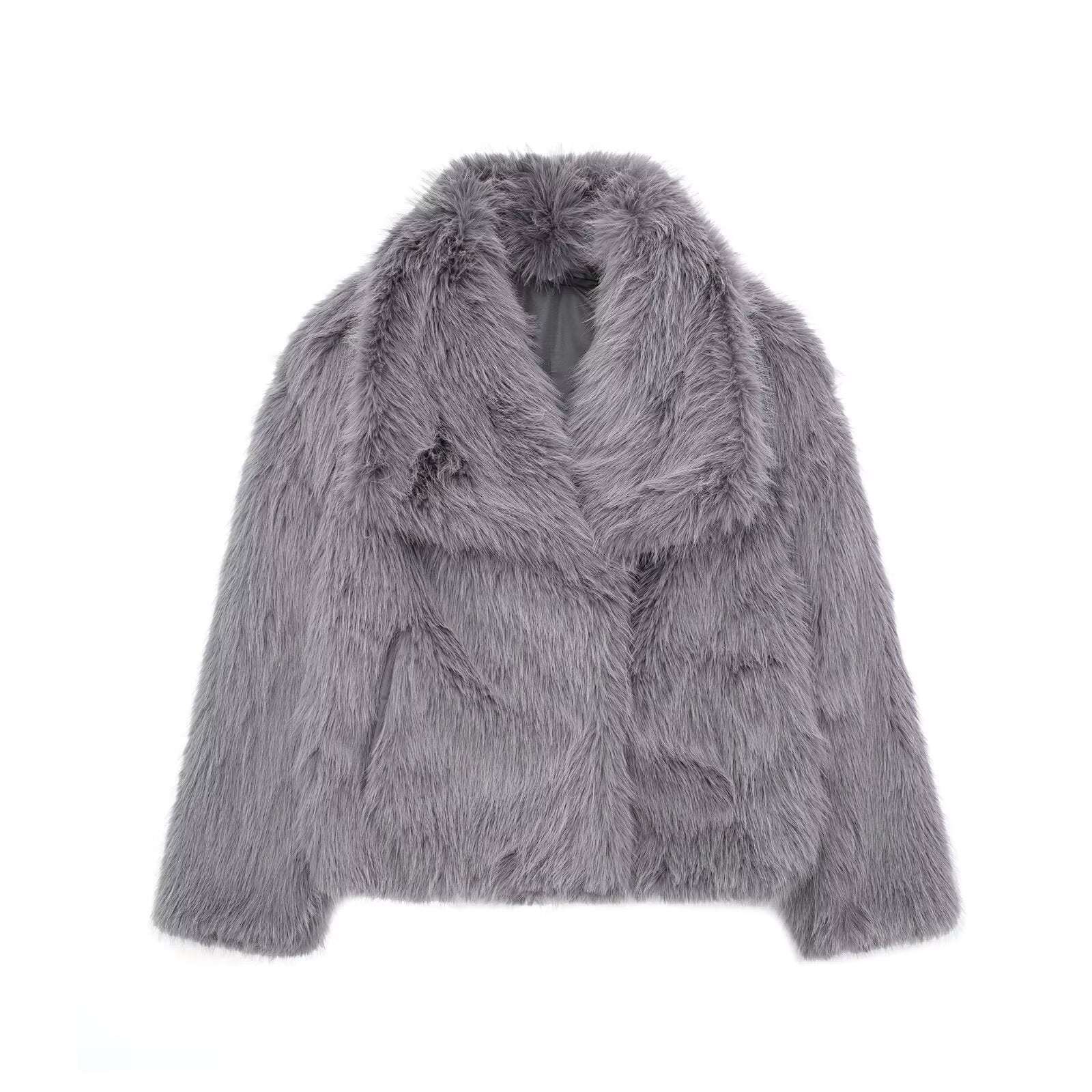 Winter Plush Coat Fashion Warm Thicken Fluffy Lapel Jacket Outwear Casual Long Sleeve Tops Womens Clothing - Elevra
