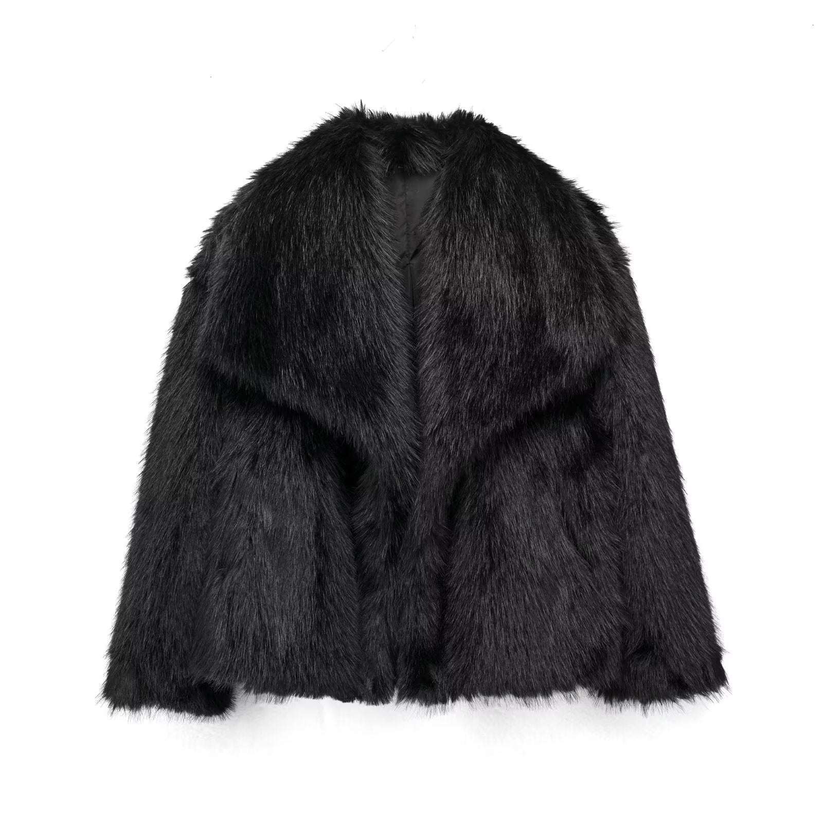 Winter Plush Coat Fashion Warm Thicken Fluffy Lapel Jacket Outwear Casual Long Sleeve Tops Womens Clothing - Elevra