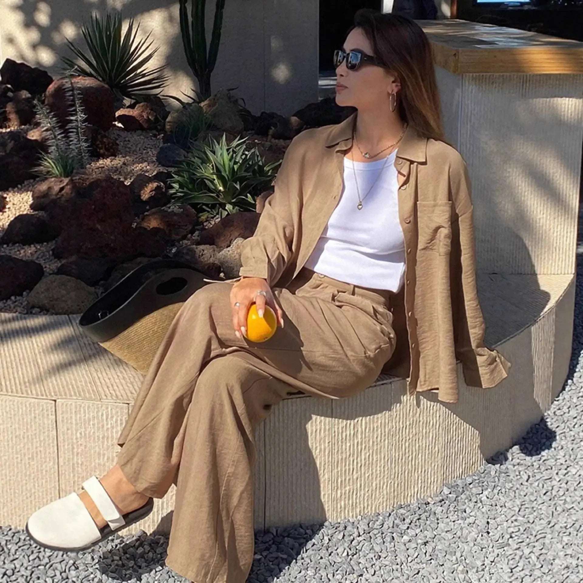 Women's Button Fashion Casual Two - piece Suit - Elevra