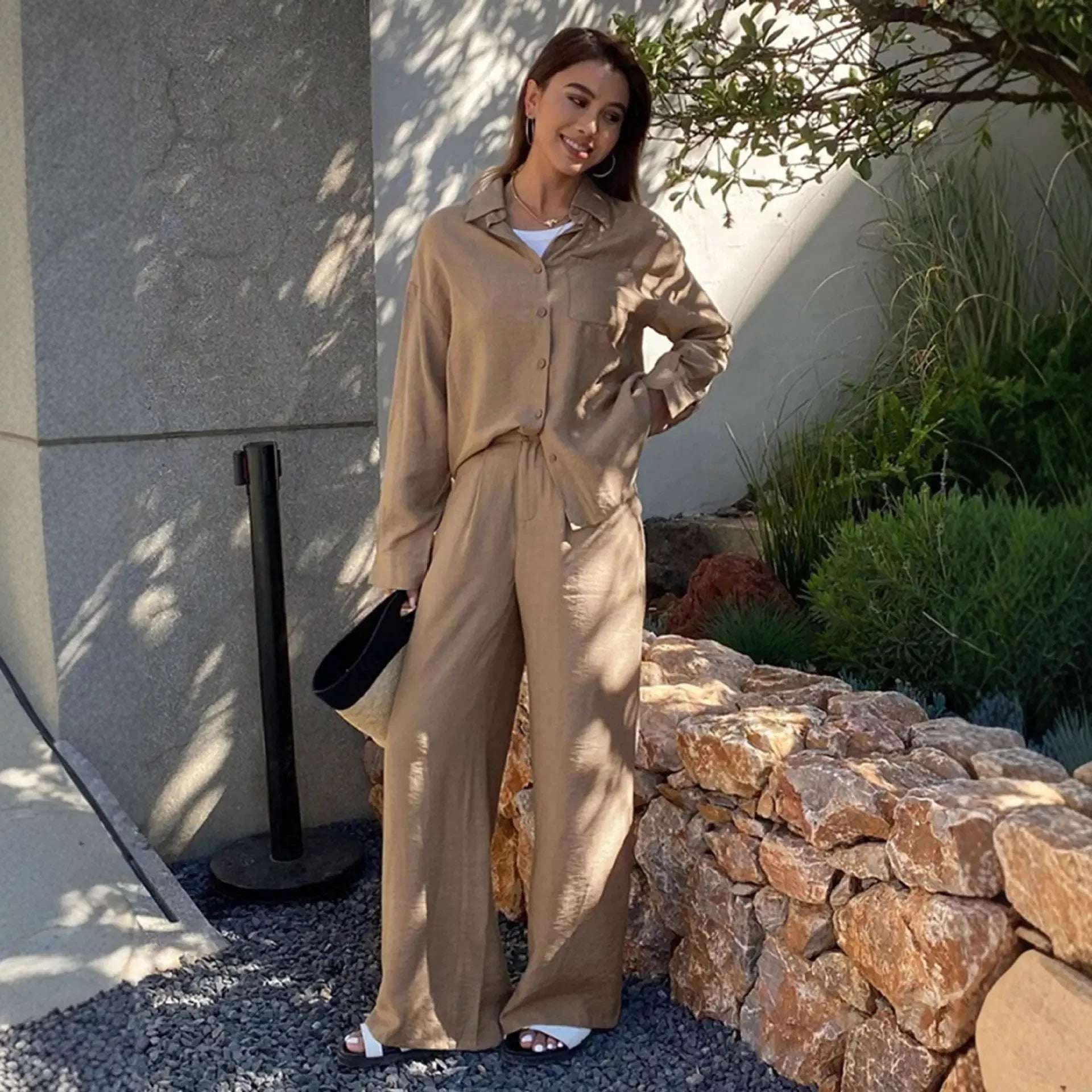Women's Button Fashion Casual Two - piece Suit - Elevra