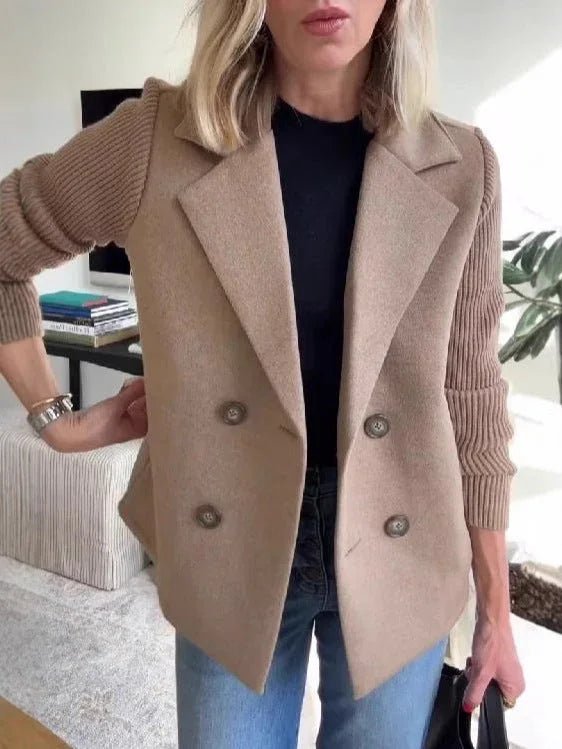 Women's Elegant Wool Stitching Woolen Coat Commuter Suit - Elevra