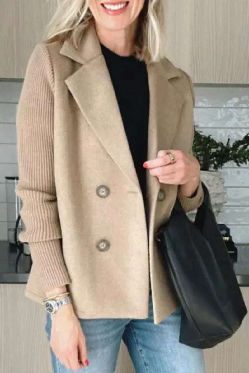 Women's Elegant Wool Stitching Woolen Coat Commuter Suit - Elevra