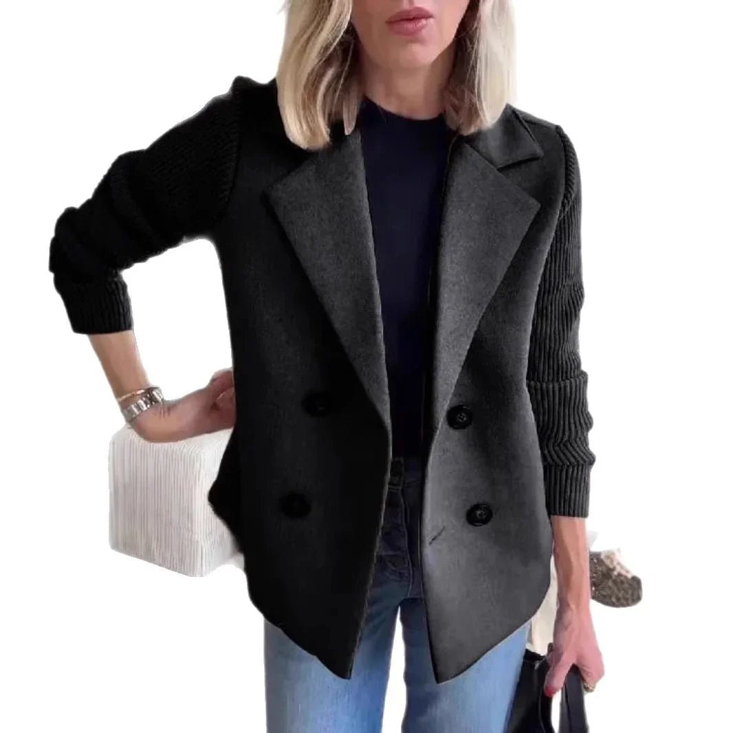 Women's Elegant Wool Stitching Woolen Coat Commuter Suit - Elevra