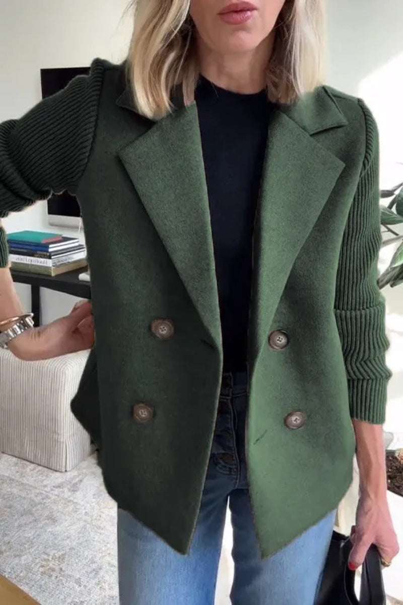 Women's Elegant Wool Stitching Woolen Coat Commuter Suit - Elevra