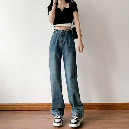 Women's Fashion Vintage Distressed Washed Jeans - Elevra
