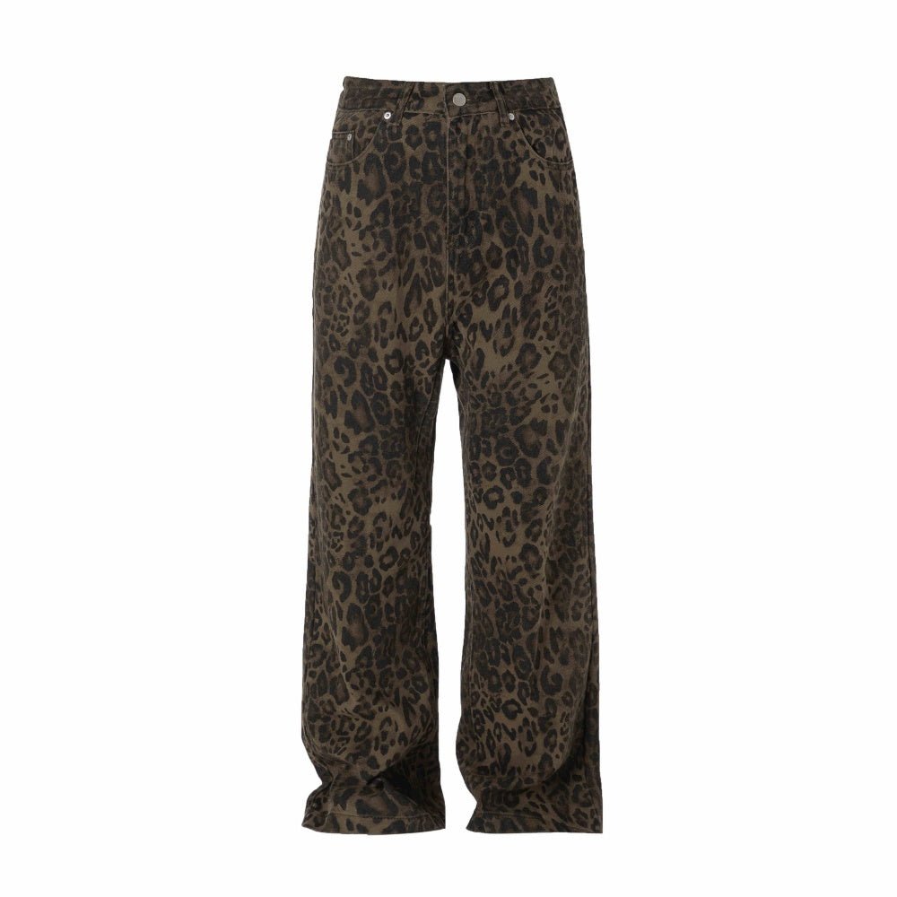 Women's Fashion Vintage Leopard Jeans - Elevra