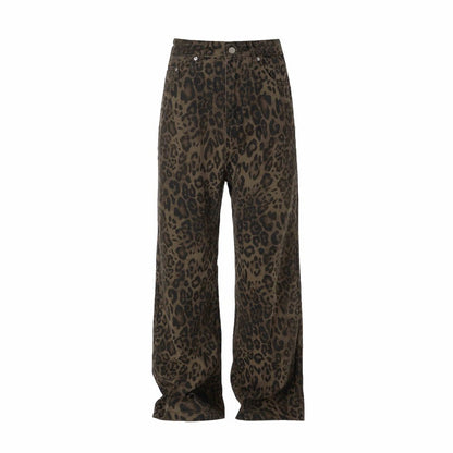 Women's Fashion Vintage Leopard Jeans - Elevra