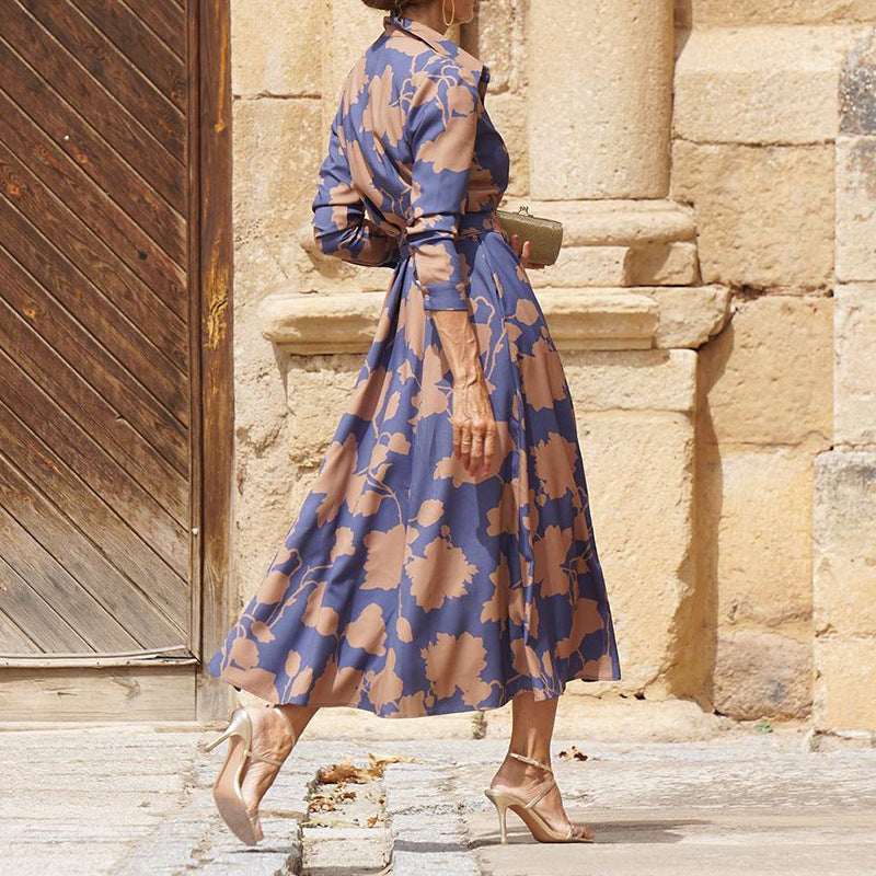 Women's Fashionable Printed Midi Dress - Elevra