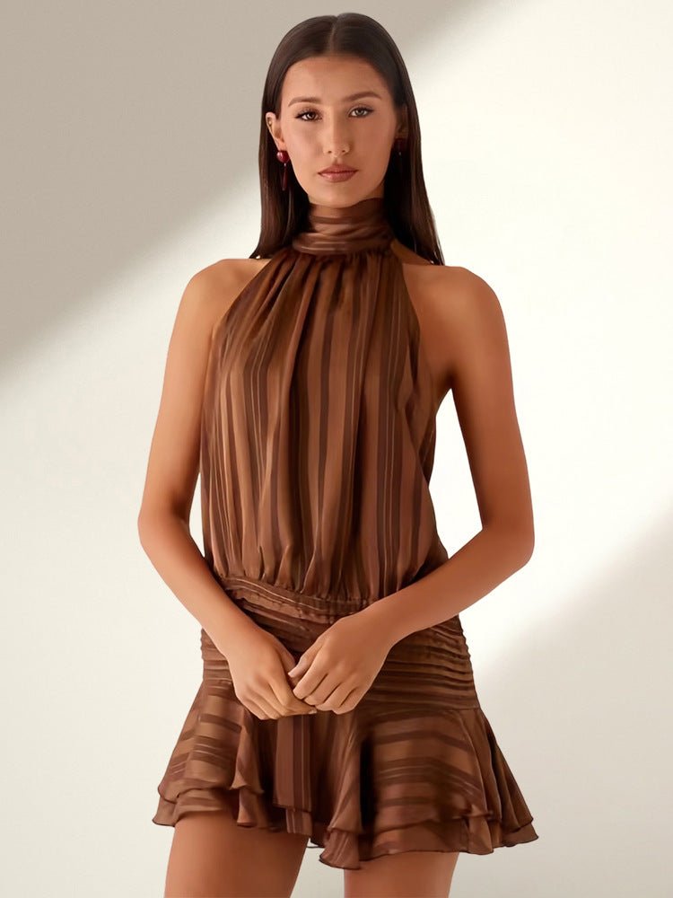 Women's Halter Pleated Dress Fashion - Elevra