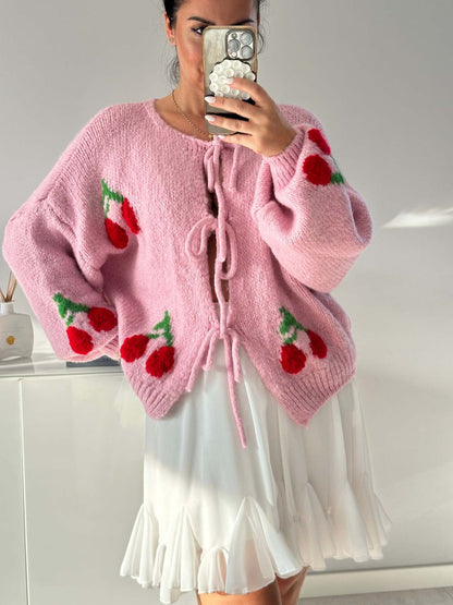 Women's Lace - up Knitted Cardigan Sweater - Elevra