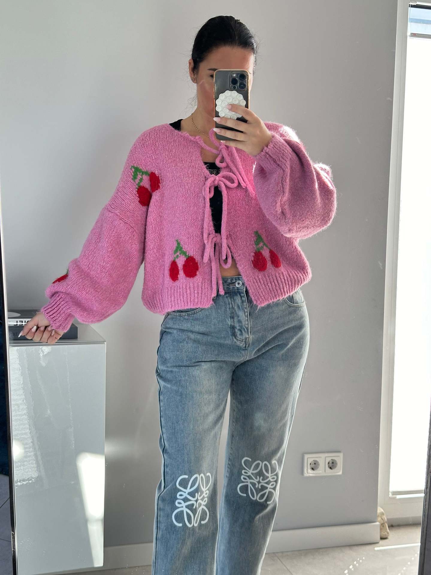 Women's Lace - up Knitted Cardigan Sweater - Elevra