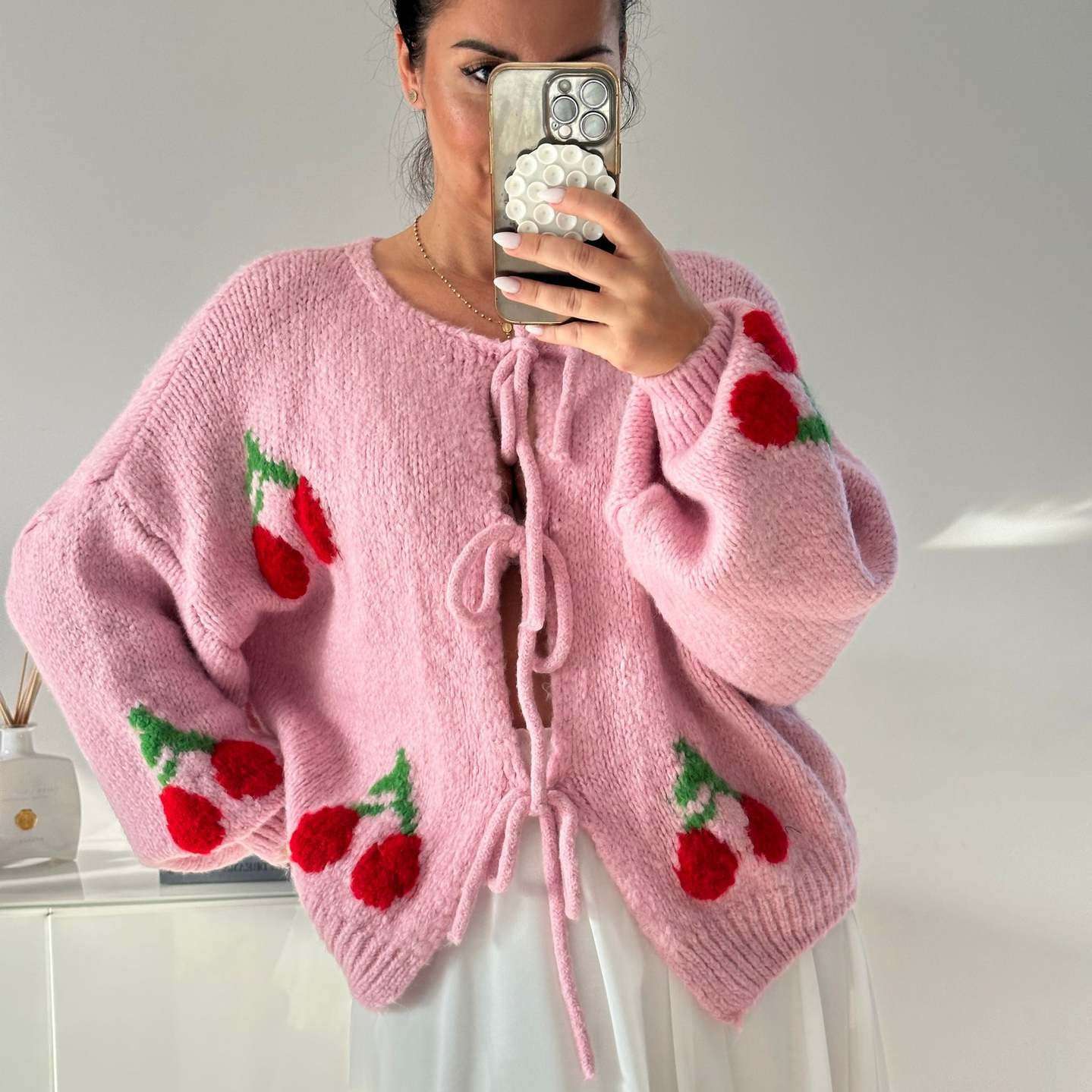 Women's Lace - up Knitted Cardigan Sweater - Elevra