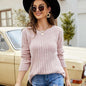 Women's Lace - up Sweater Top Long Sleeve Round Neck Sweater - Elevra