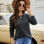Women's Lace - up Sweater Top Long Sleeve Round Neck Sweater - Elevra