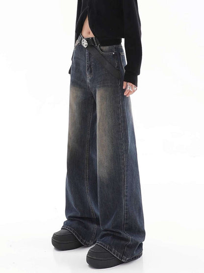 Women's Loose Drooping Vintage Distressed Straight Jeans - Elevra