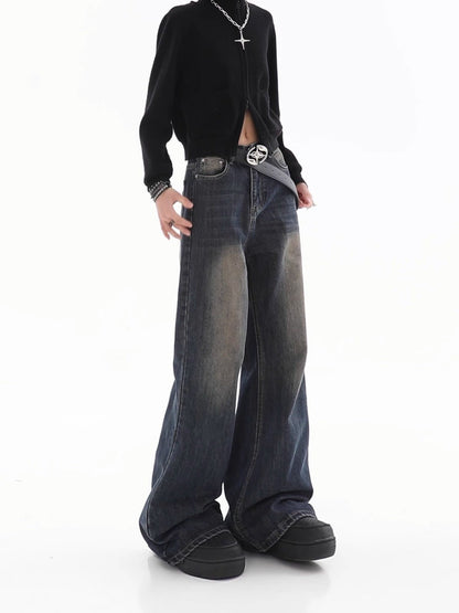 Women's Loose Drooping Vintage Distressed Straight Jeans - Elevra