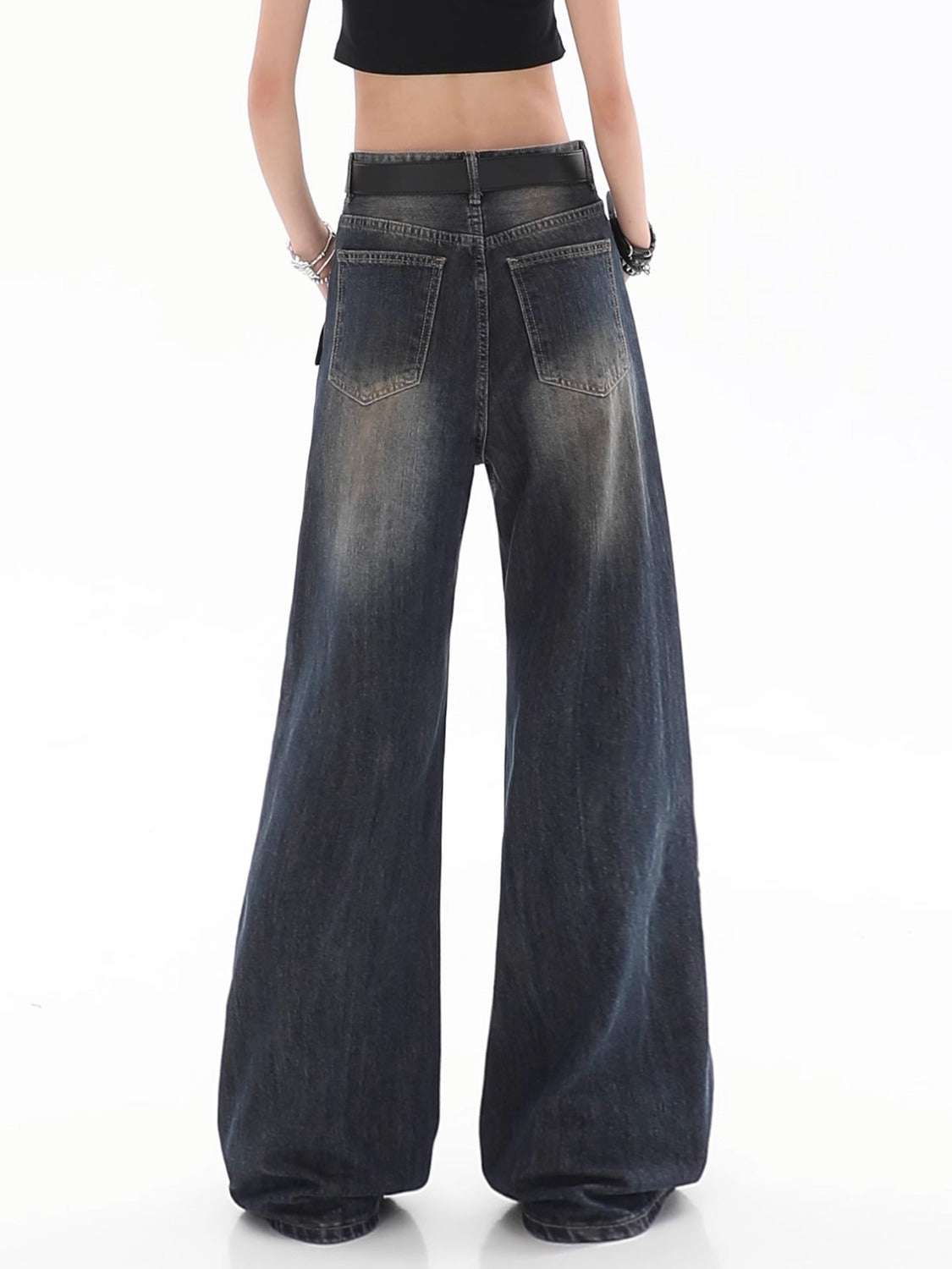 Women's Loose Drooping Vintage Distressed Straight Jeans - Elevra