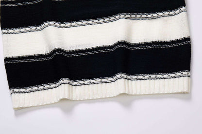 Women's One - neck Striped Openwork Knitted Sweater - Elevra