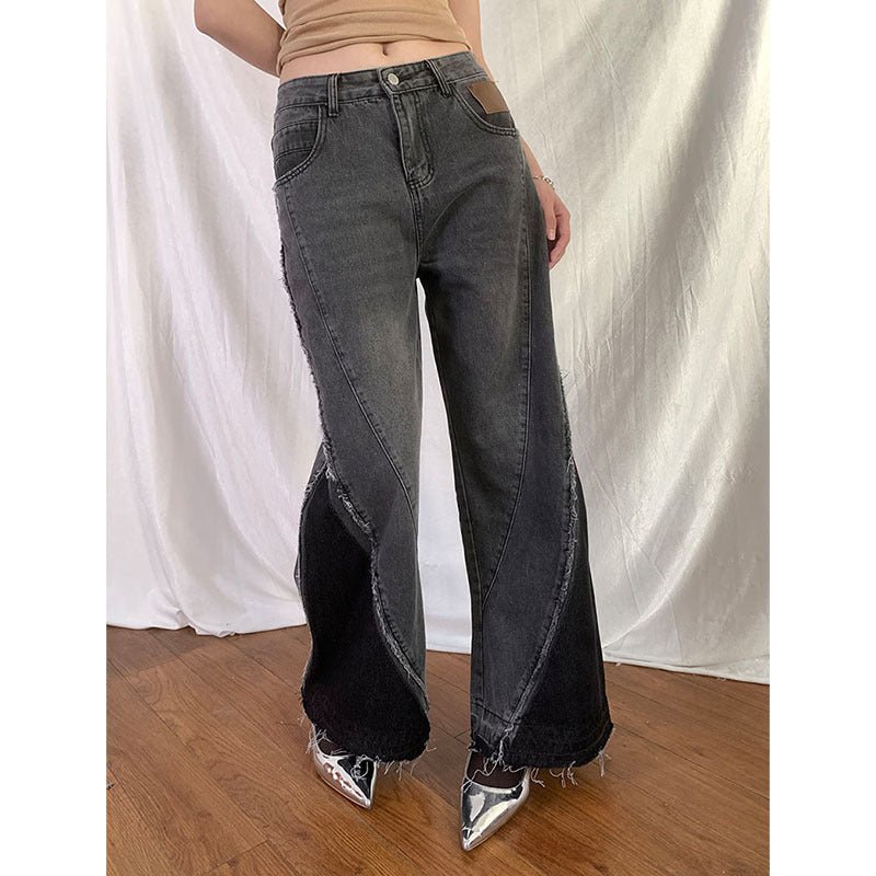 Women's Vintage Gray Long Jeans - Elevra