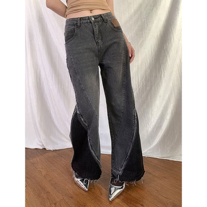 Women's Vintage Gray Long Jeans - Elevra
