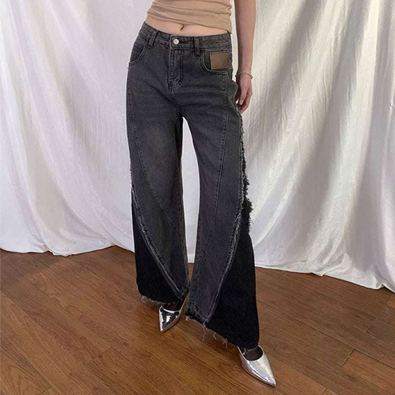 Women's Vintage Gray Long Jeans - Elevra
