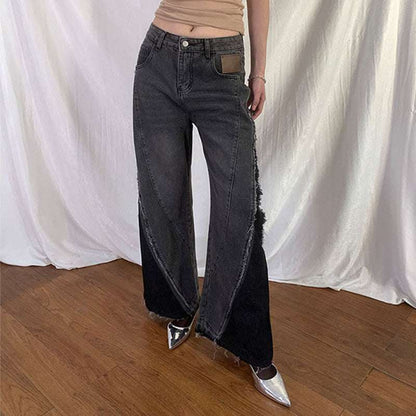 Women's Vintage Gray Long Jeans - Elevra