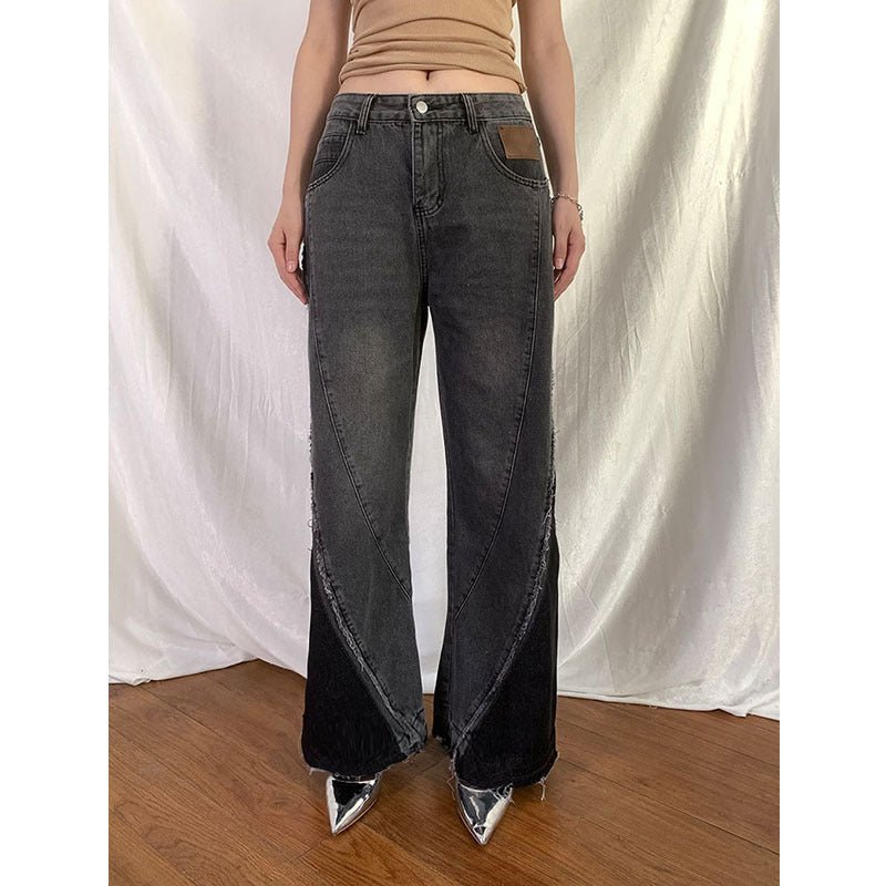 Women's Vintage Gray Long Jeans - Elevra