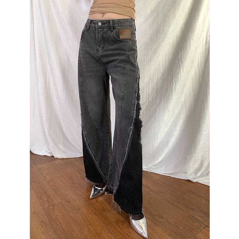 Women's Vintage Gray Long Jeans - Elevra