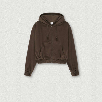 Women's Vintage Washed Distressed Zip Hoodie - Elevra